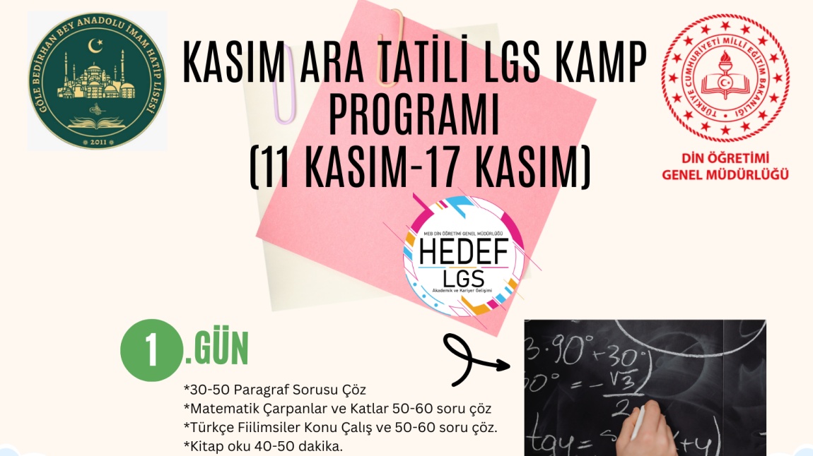 KASIM AYI ARA DÖNEM LGS KAMP PROGRAMIMIZ